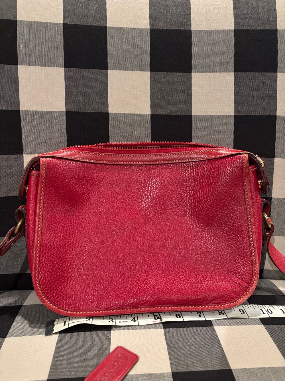 Classic Red Leather Crossbody Coach Bag - Women's Shoulder Bag